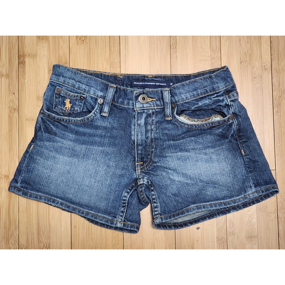 Ralph Lauren Sport Blue Label Maera Wash Denim Shorts Women's 25 Stretch Casual